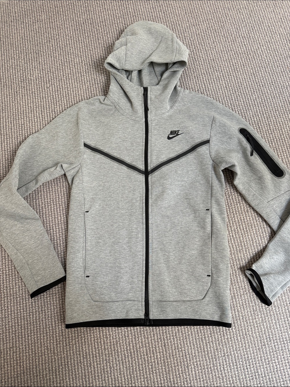 Nike Tech Light Gray Zip-Up Hoodie